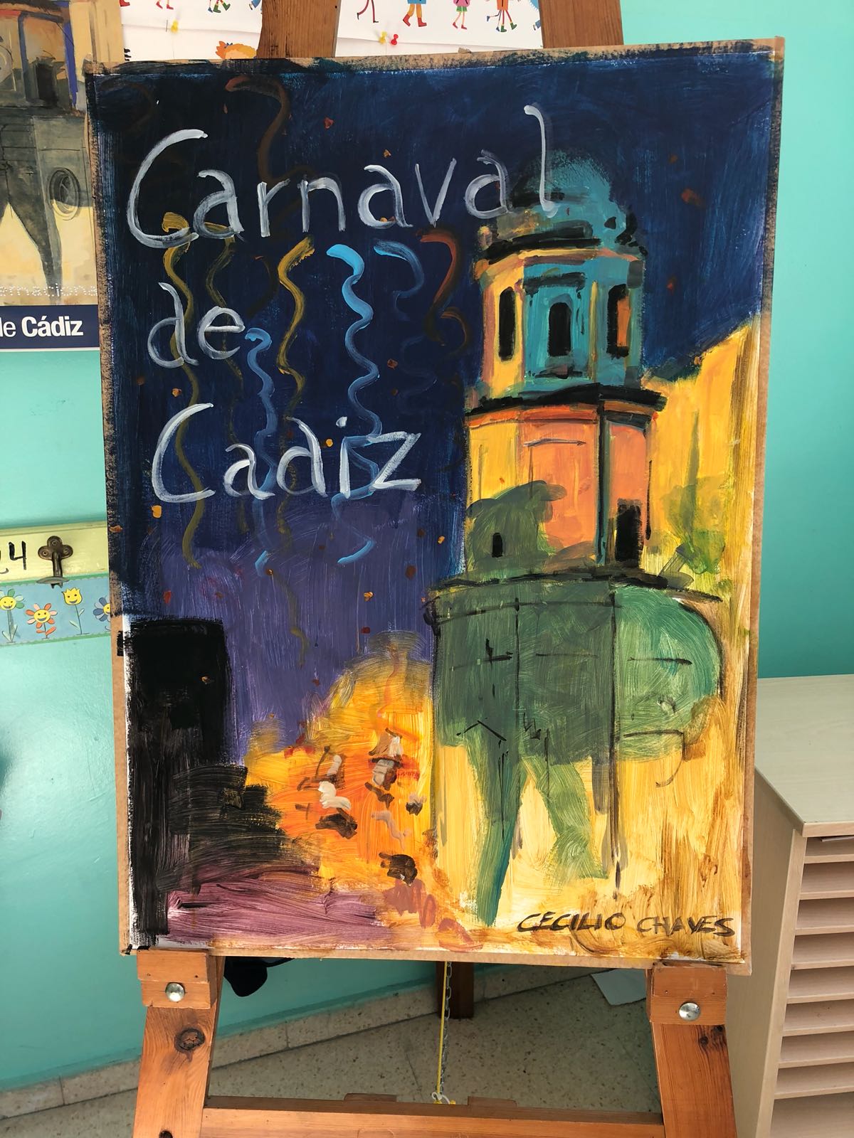 Infantil aprende a pintar el cartel de Carnaval de 2015