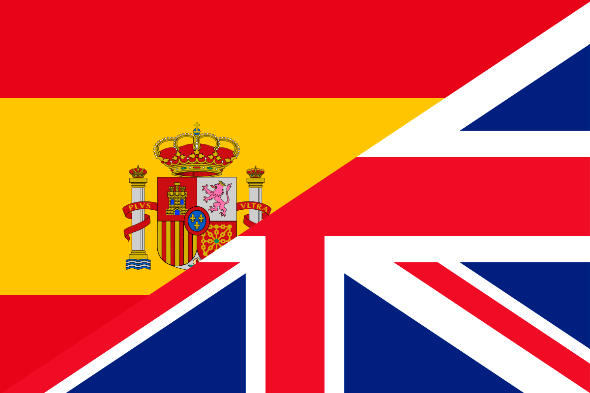 Флаг Испании и Великобритании вражда