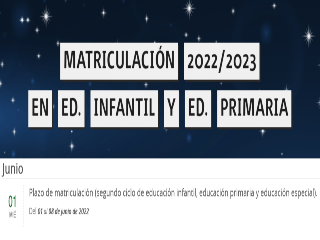 Matriculación 2022-2023 en Infantil y Primaria