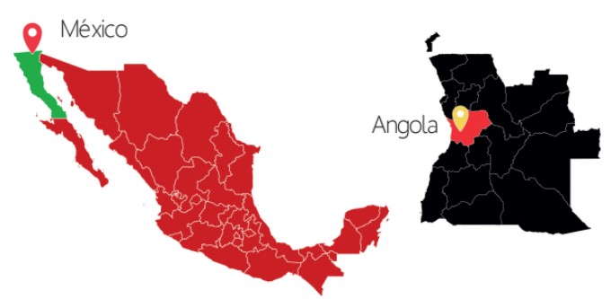 Mapas de México y Angola